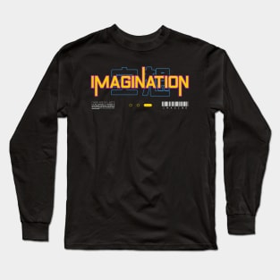 空想 IMAGINATION (DARK BG) | Graphic Japanese Kanji English Text Aesthetic Techwear Unisex Design | Shirt, Hoodie, Coffee Mug, Mug, Apparel, Sticker, Gift, Pins, Totes, Magnets, Pillows Long Sleeve T-Shirt